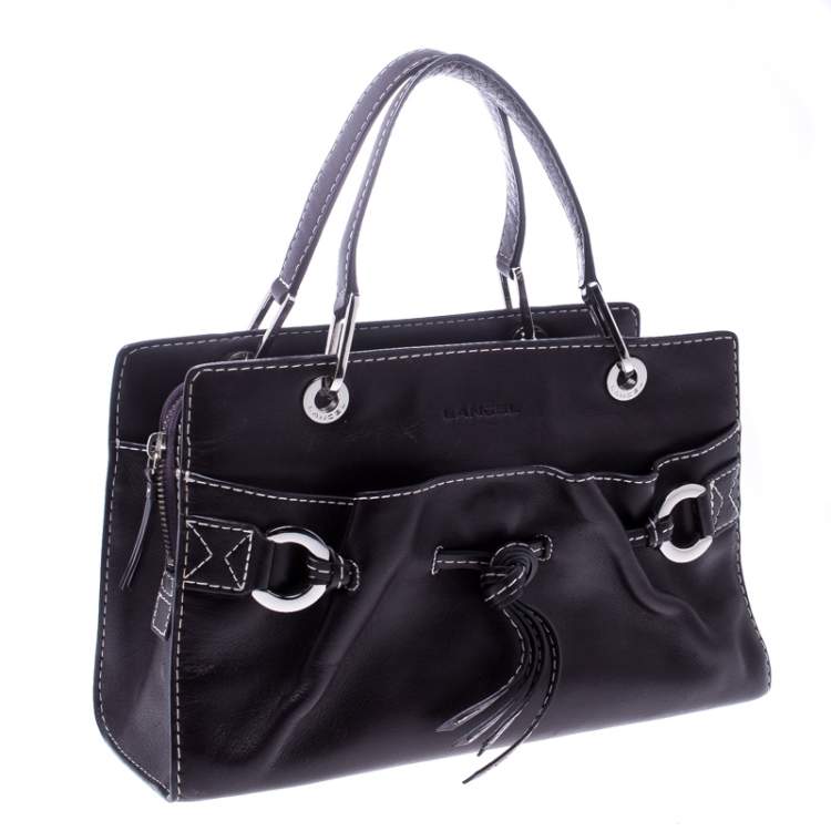Pre Owned Lancel Dark Purple Leather Tote