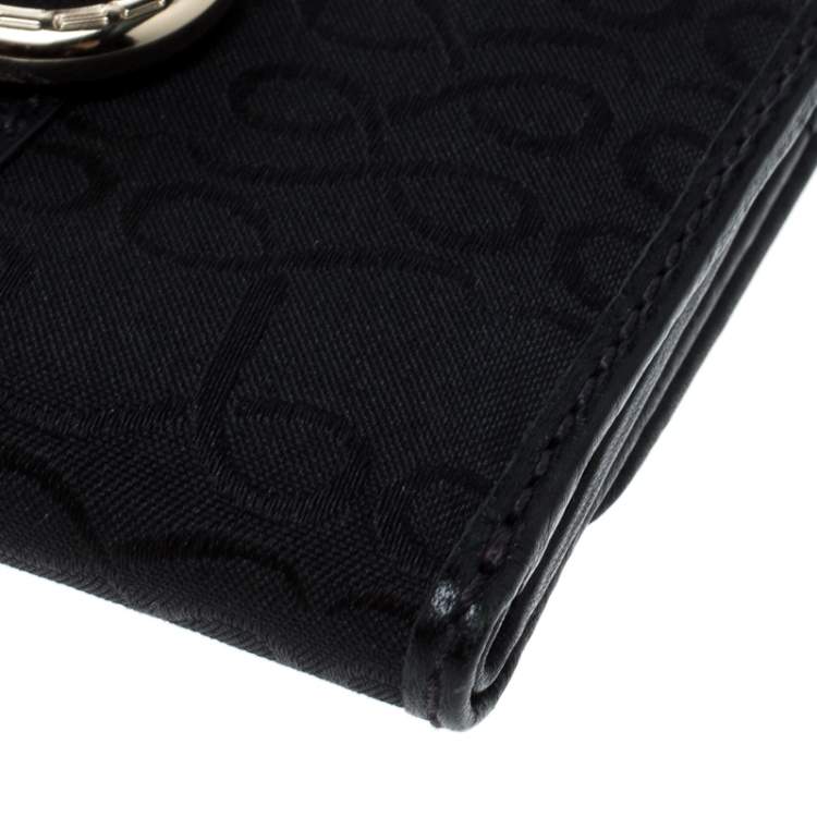 Pre Owned Lancel Black Canvas French Wallet