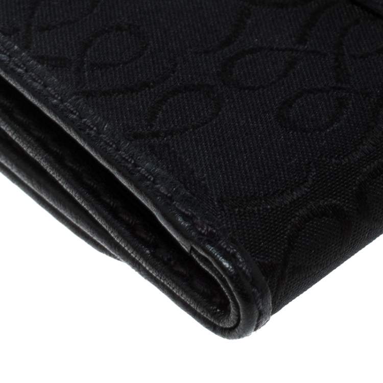 Pre Owned Lancel Black Canvas French Wallet