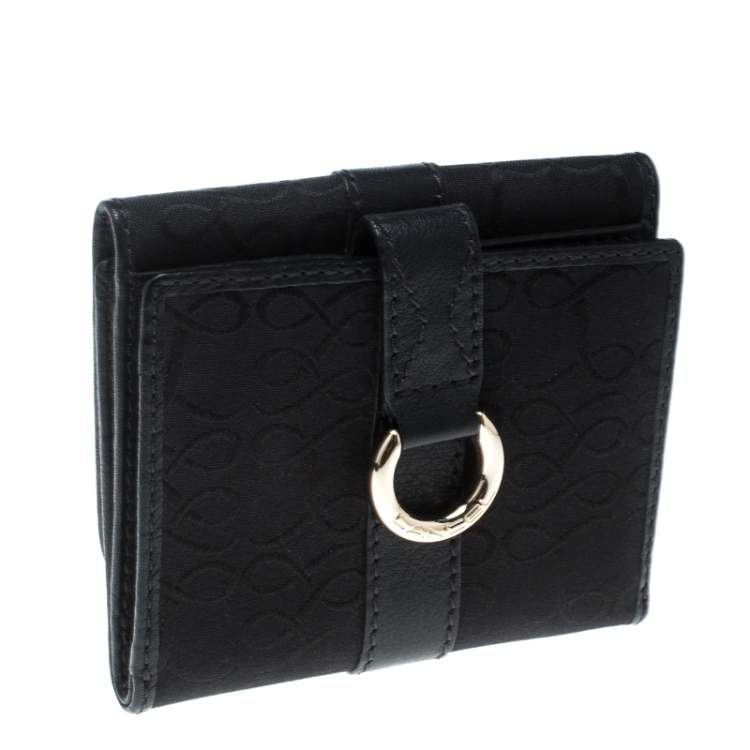 Pre Owned Lancel Black Canvas French Wallet