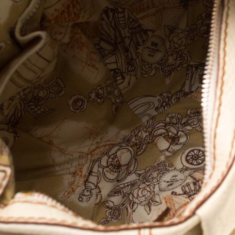 Pre Owned Lancel Cream Leather Hobo