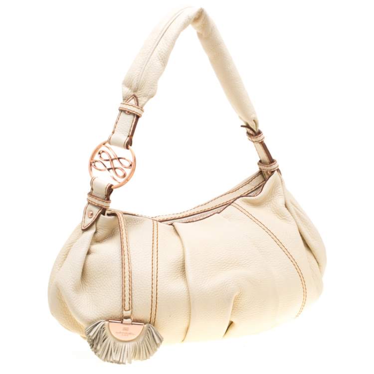 Pre Owned Lancel Cream Leather Hobo