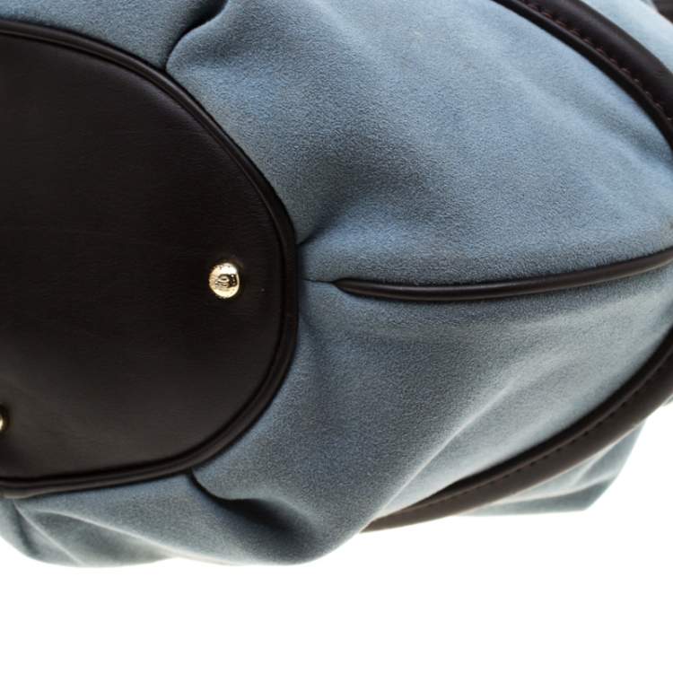 Pre Owned Lancel Blue/Brown Suede and Leather Le Brigitte Bardot Hobo