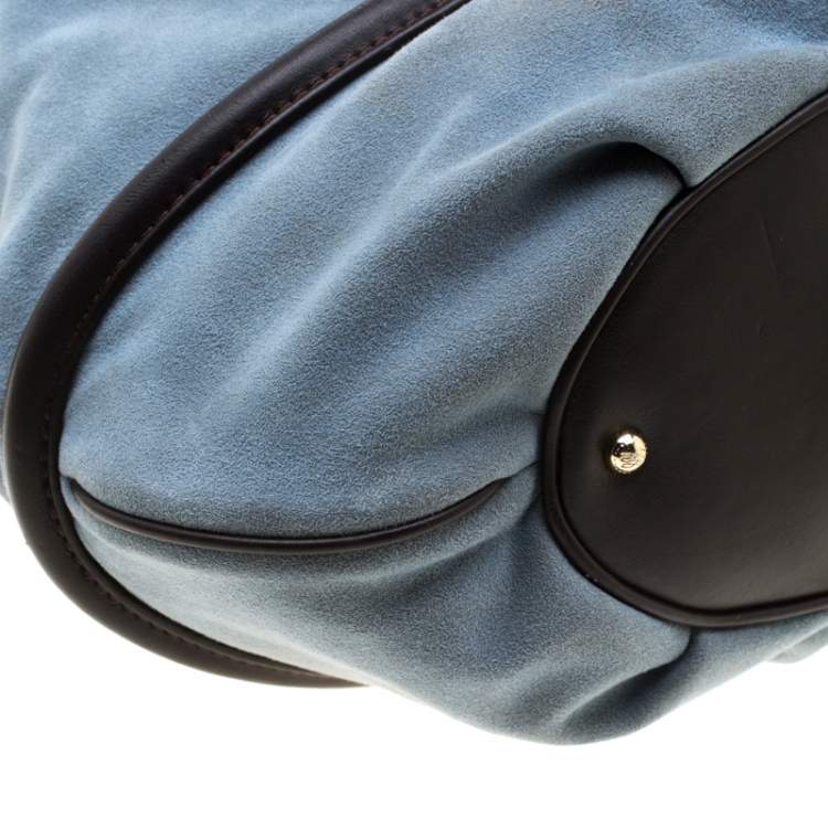 Pre Owned Lancel Blue/Brown Suede and Leather Le Brigitte Bardot Hobo