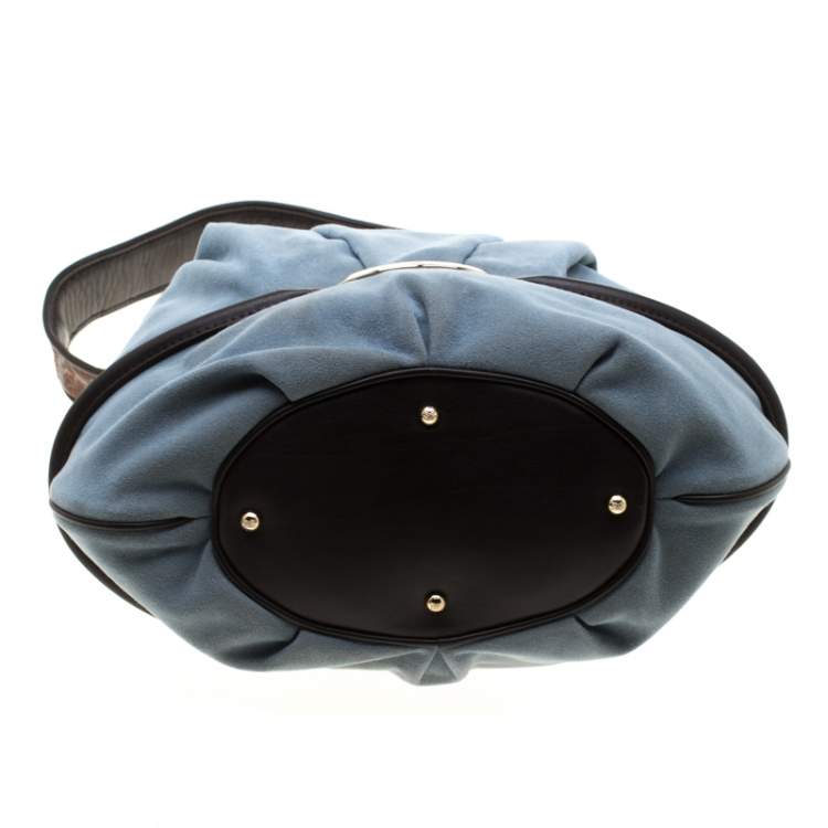 Pre Owned Lancel Blue/Brown Suede and Leather Le Brigitte Bardot Hobo