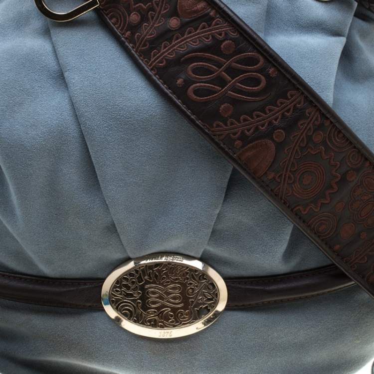 Pre Owned Lancel Blue/Brown Suede and Leather Le Brigitte Bardot Hobo