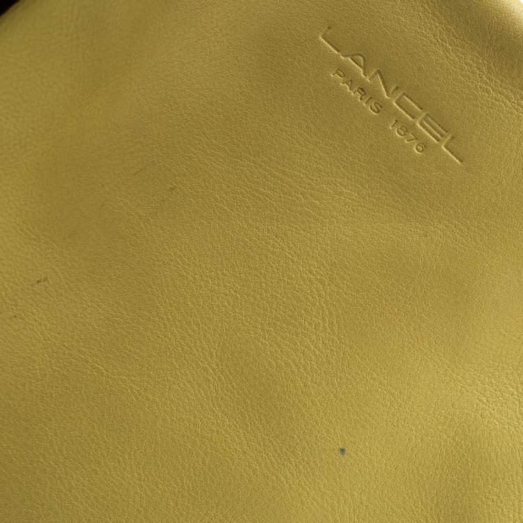 Pre Owned Lancel Yellow And Black Leather Tote
