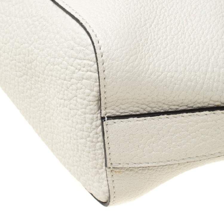 Pre Owned Lancel White Leather Small Charlie Top Handle Bag