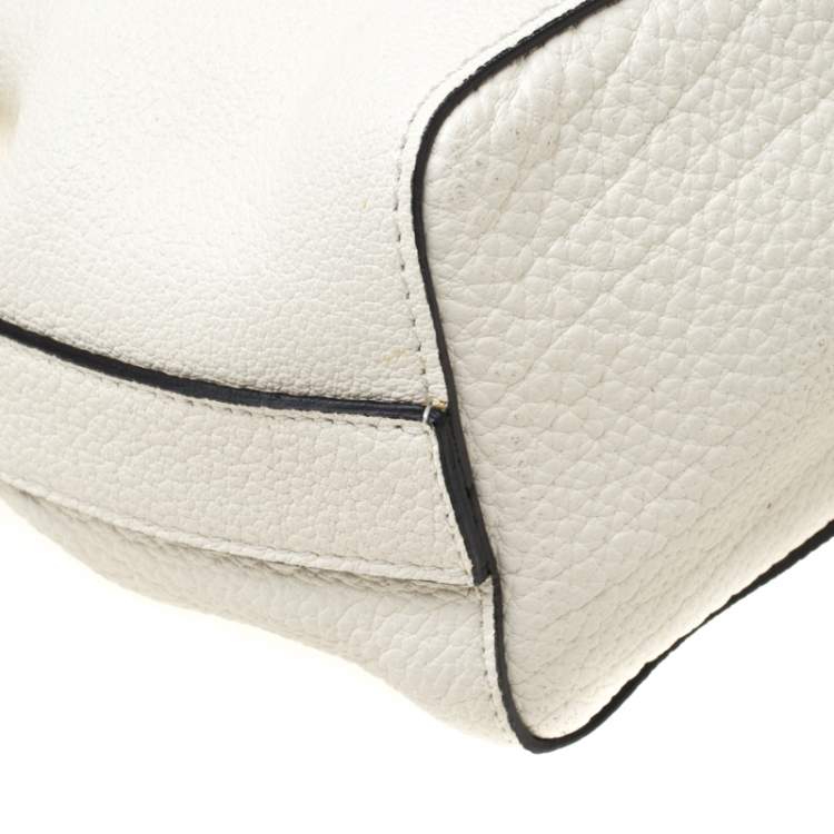 Pre Owned Lancel White Leather Small Charlie Top Handle Bag