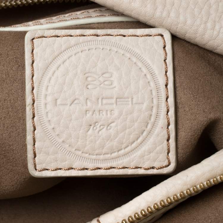 Pre Owned Lancel Light Cream Leather Tassel Hobo 