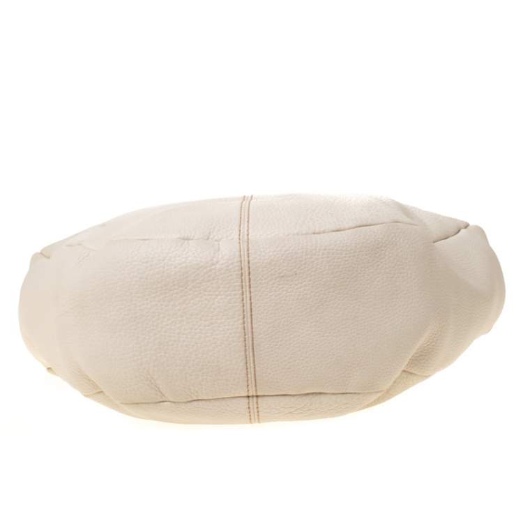 Pre Owned Lancel Light Cream Leather Tassel Hobo 
