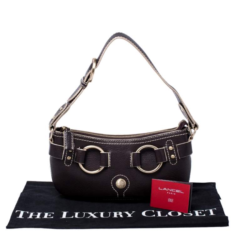 Pre Owned Lancel Dark Brown Leather Shoulder Bag