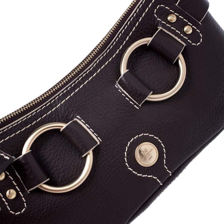 Pre Owned Lancel Dark Brown Leather Shoulder Bag