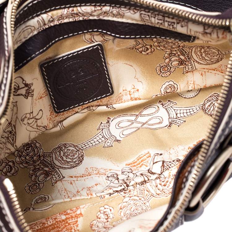 Pre Owned Lancel Dark Brown Leather Shoulder Bag