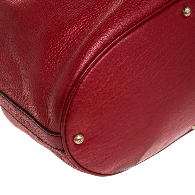 Pre Owned Lancel Red Leather Premiere Flirt Bucket Shoulder Bag