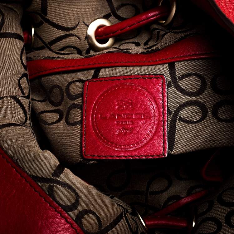 Pre Owned Lancel Red Leather Premiere Flirt Bucket Shoulder Bag