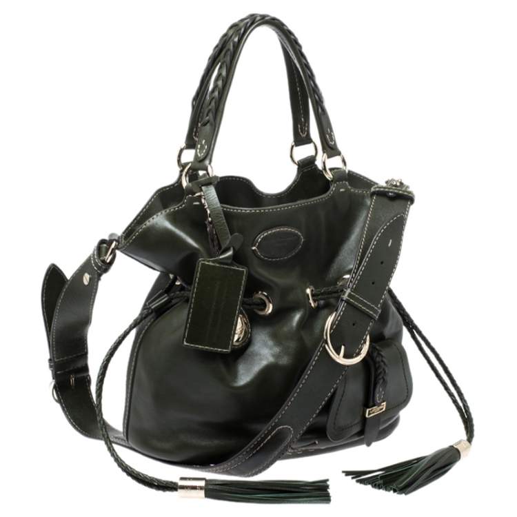 Pre Owned Lancel Green Leather Premiere Flirt Bucket Shoulder Bag
