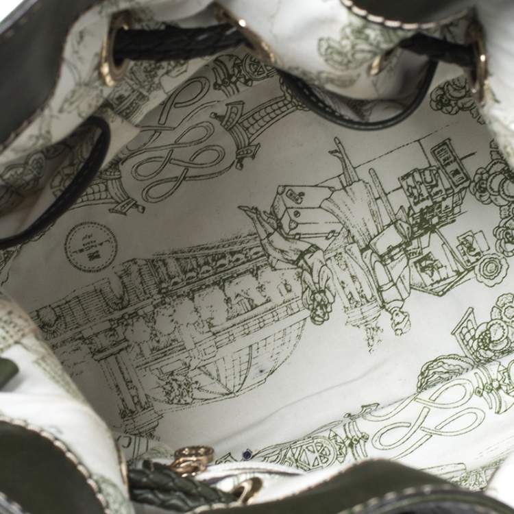 Pre Owned Lancel Green Leather Premiere Flirt Bucket Shoulder Bag