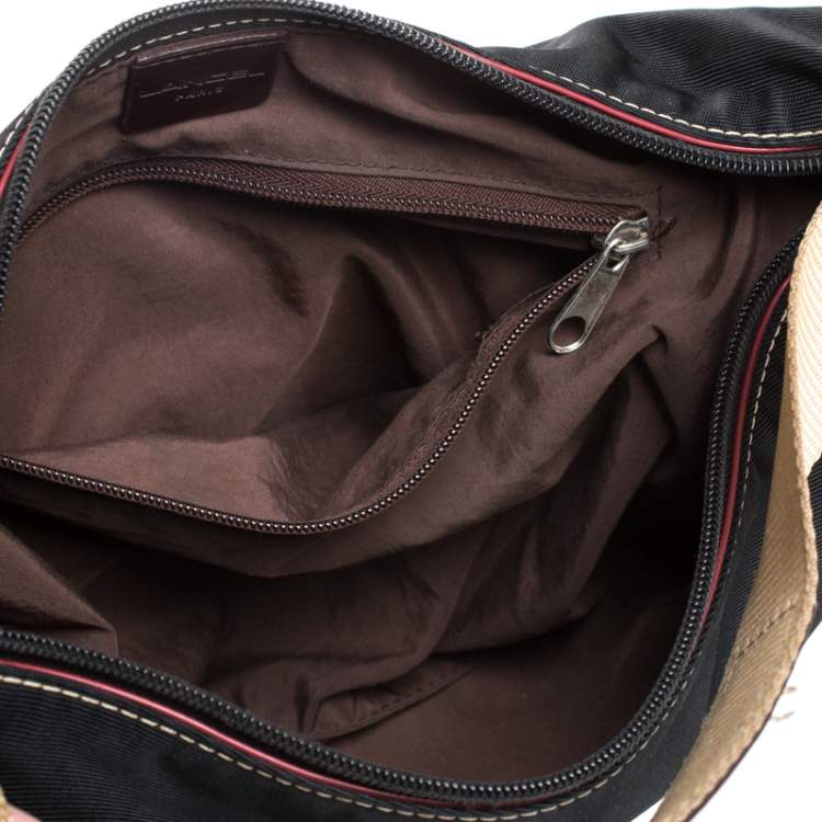 Pre Owned Lancel Black/Brown Nylon and Leather Small Miss Bowling Shoulder Bag