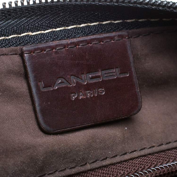 Pre Owned Lancel Black/Brown Nylon and Leather Small Miss Bowling Shoulder Bag