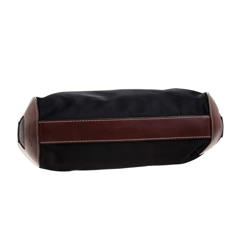 Pre Owned Lancel Black/Brown Nylon and Leather Small Miss Bowling Shoulder Bag