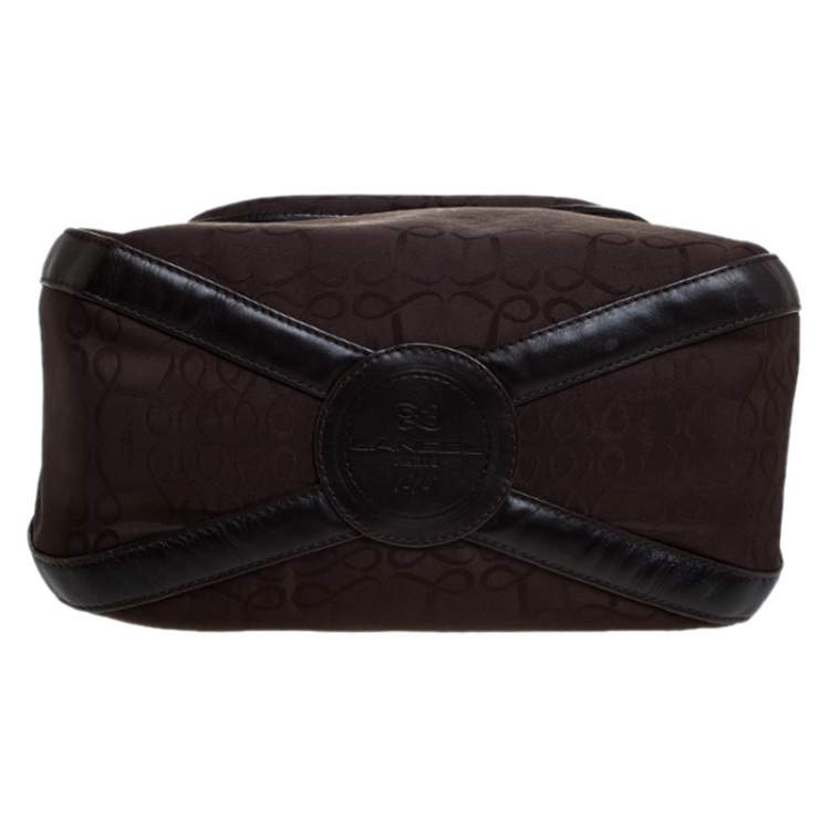 Pre Owned Lancel Brown Canvas and Leather Tassel Flap Shoulder Bag