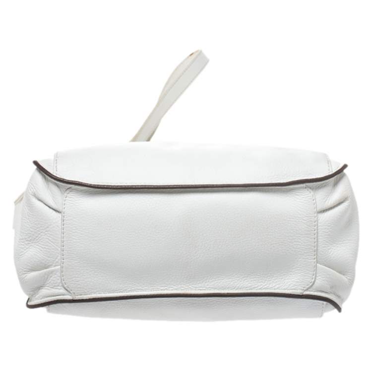 Pre Owned Lancel White Leather Front Pocket Shoulder Bag