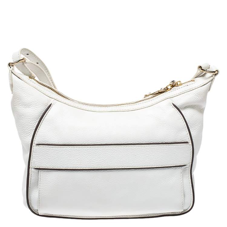 Pre Owned Lancel White Leather Front Pocket Shoulder Bag