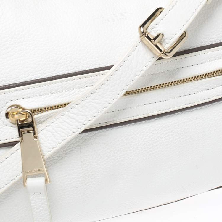 Pre Owned Lancel White Leather Front Pocket Shoulder Bag