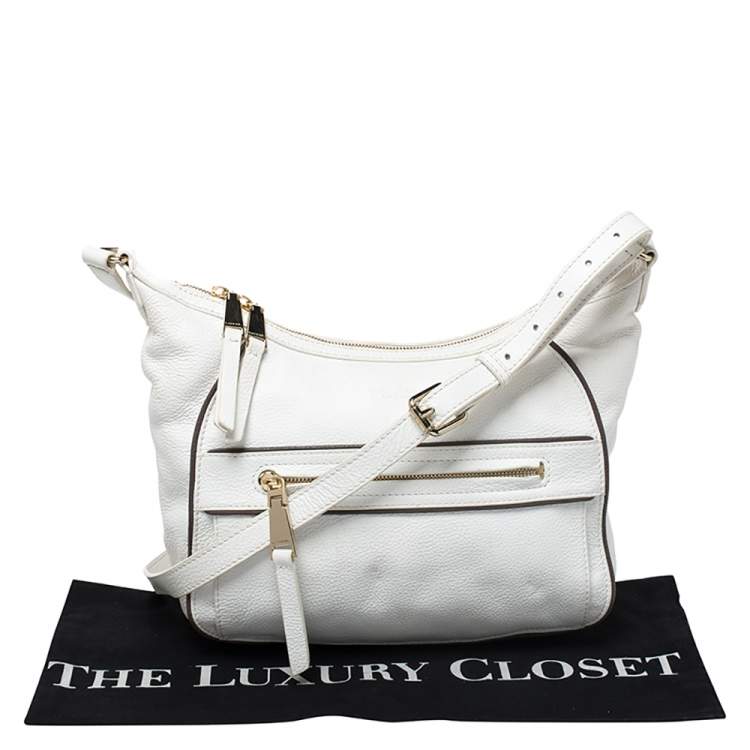 Pre Owned Lancel White Leather Front Pocket Shoulder Bag