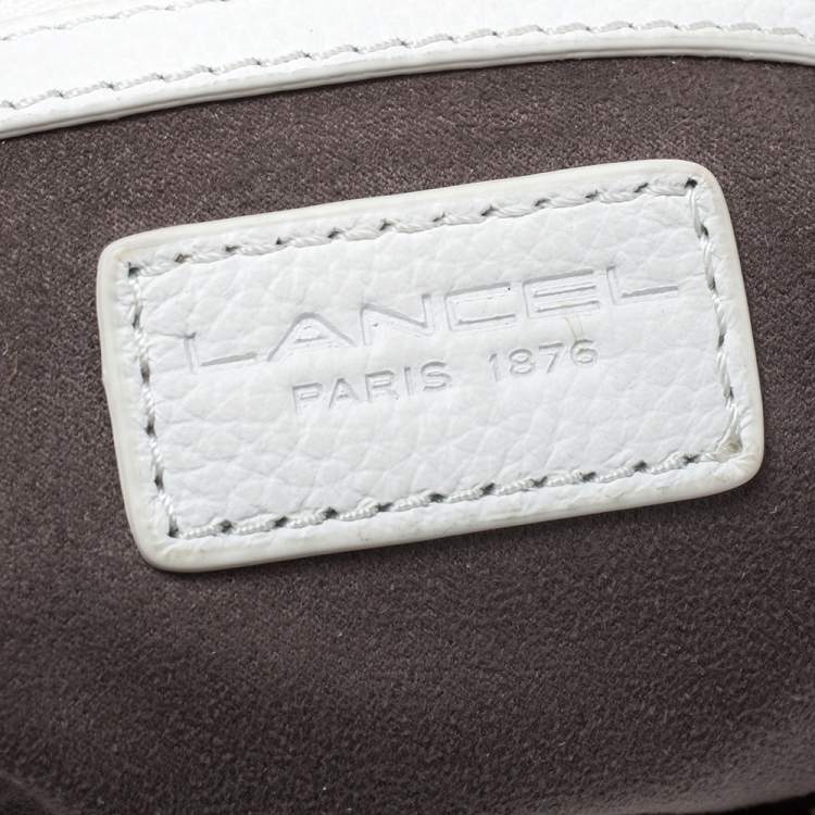 Pre Owned Lancel White Leather Front Pocket Shoulder Bag