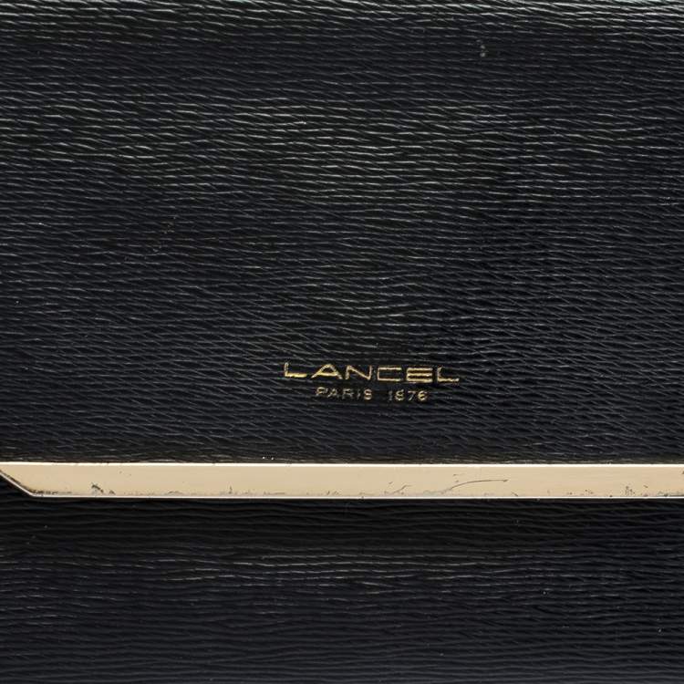 Pre Owned Lancel Black Leather Envelope Flap Wallet