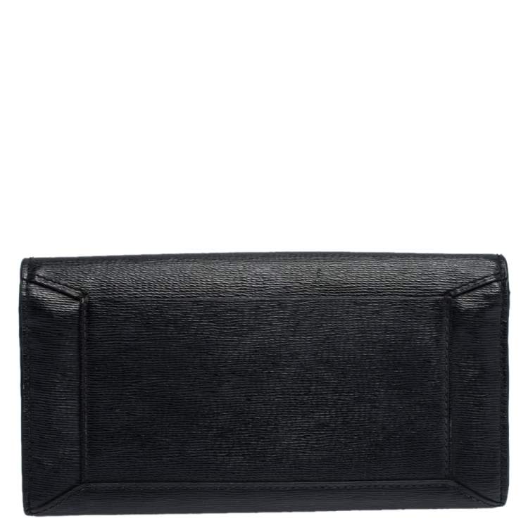 Pre Owned Lancel Black Leather Envelope Flap Wallet