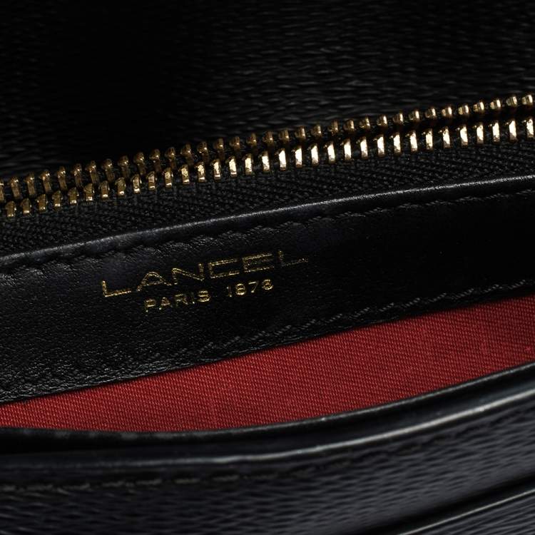 Pre Owned Lancel Black Leather Envelope Flap Wallet