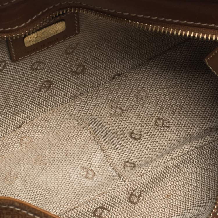 Pre Owned Aigner Brown Suede and Leather Shoulder Bag