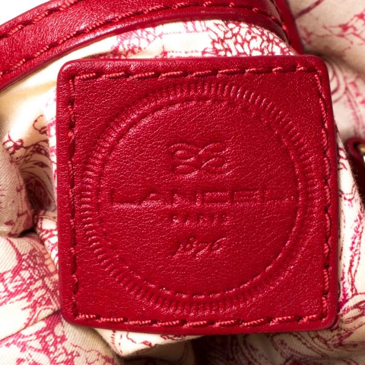 Pre Owned Lancel Red Croc Embossed Leather Premier Flirt Bucket Bag