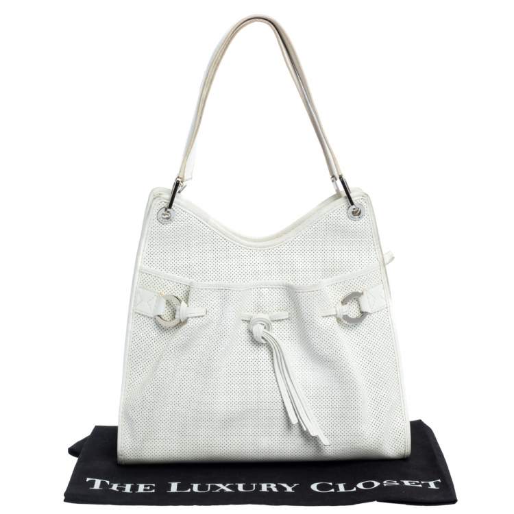Pre Owned Lancel White Leather Shoulder Bag