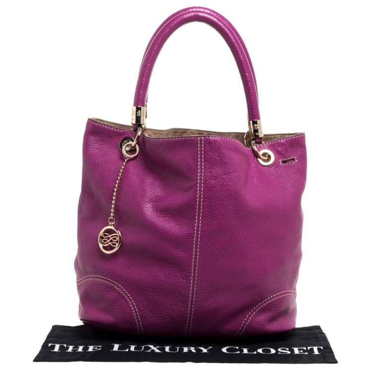 Pre Owned Lancel Magenta Leather French Flair Tote