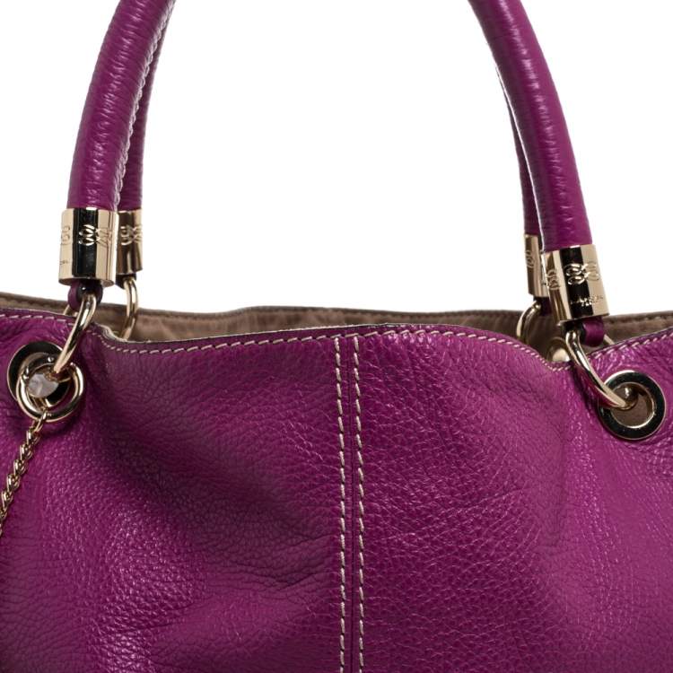 Pre Owned Lancel Magenta Leather French Flair Tote