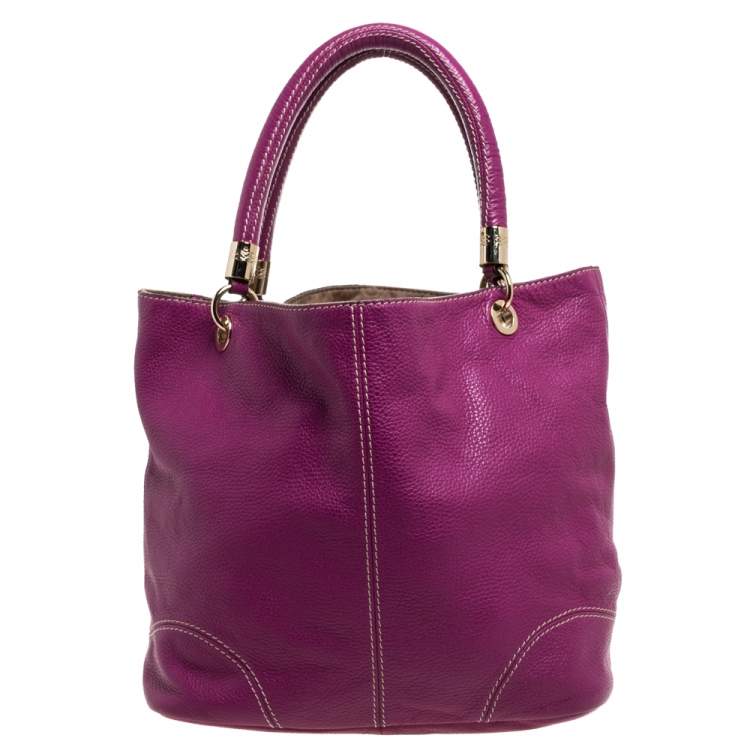 Pre Owned Lancel Magenta Leather French Flair Tote
