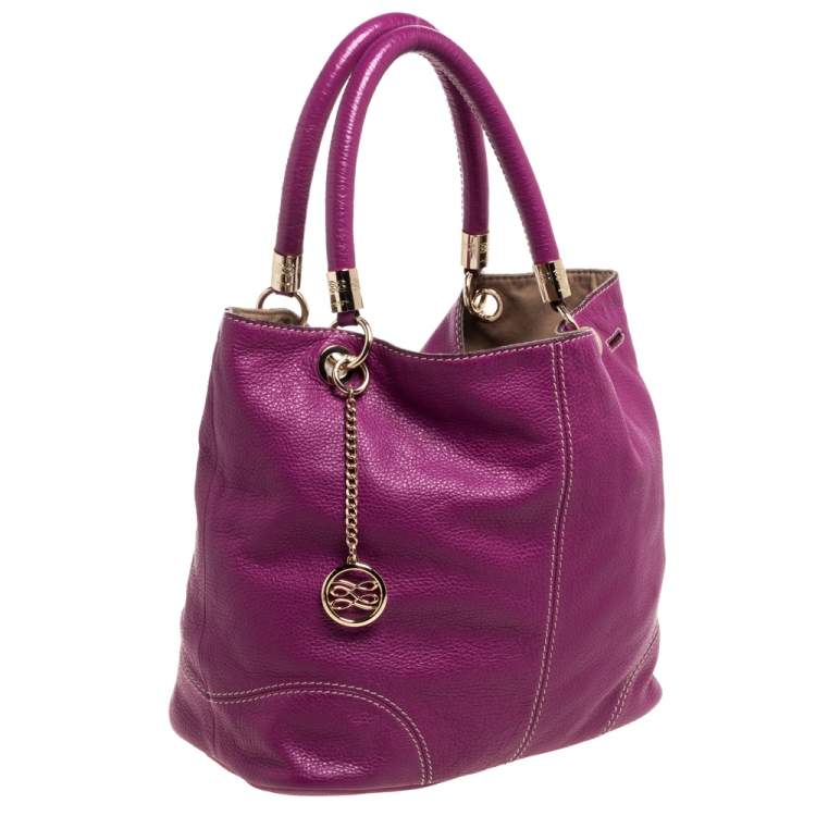 Pre Owned Lancel Magenta Leather French Flair Tote