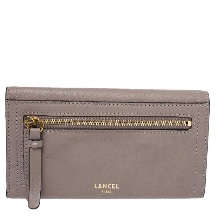 Pre Owned Lancel Beige Leather Continental Wallet