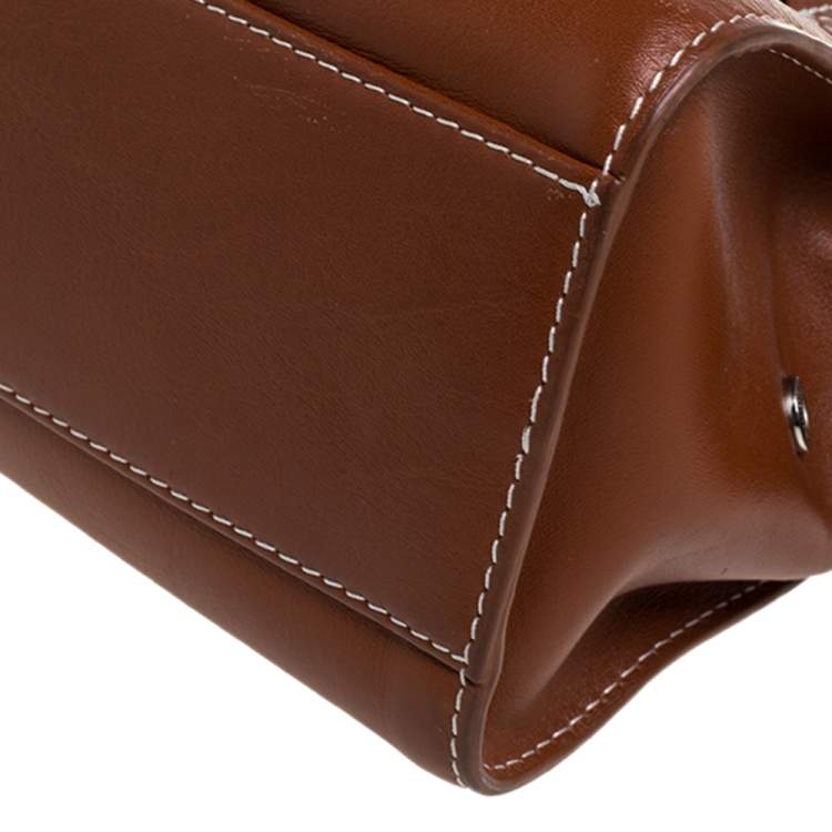 Pre Owned Lancel Brown Leather Front Pocket Satchel