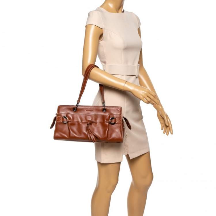 Pre Owned Lancel Brown Leather Front Pocket Satchel