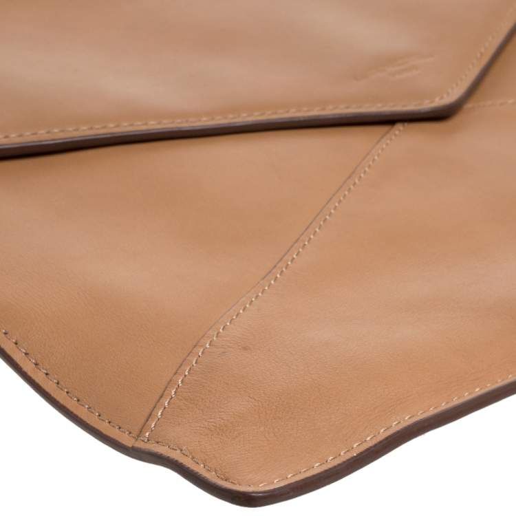 Pre Owned Lancel Tan Leather Envelope Flap Clutch Bag