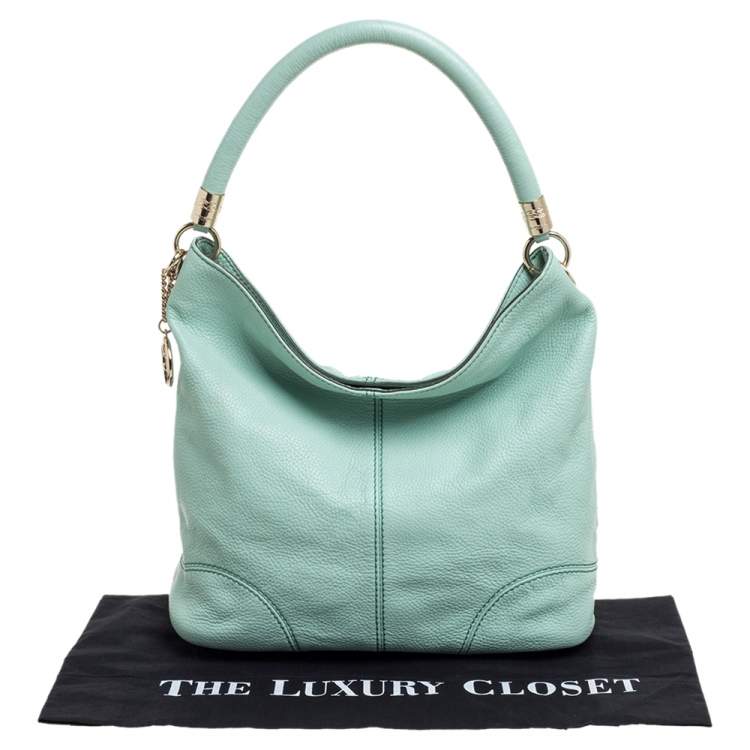 Pre Owned Lancel Mint Green Grained Leather Flair Hobo
