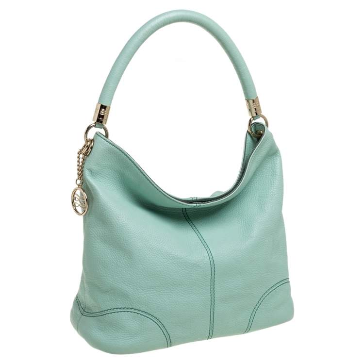 Pre Owned Lancel Mint Green Grained Leather Flair Hobo