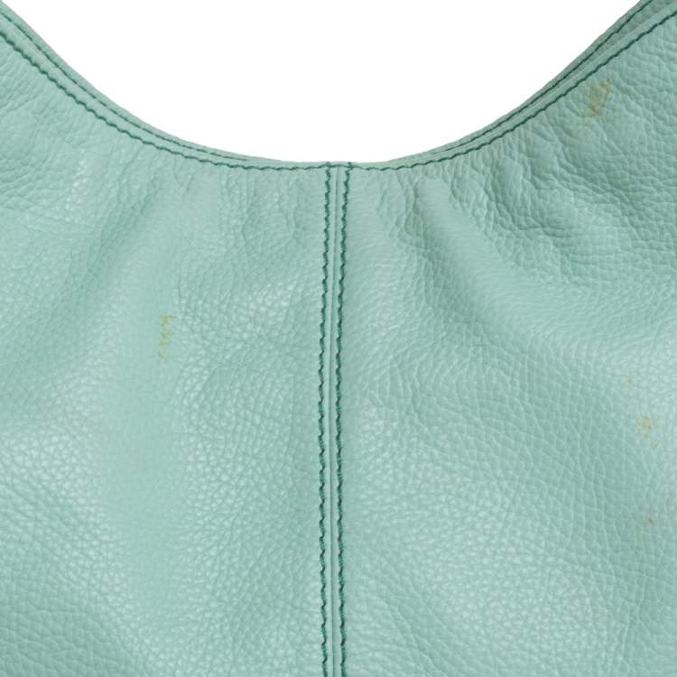 Pre Owned Lancel Mint Green Grained Leather Flair Hobo