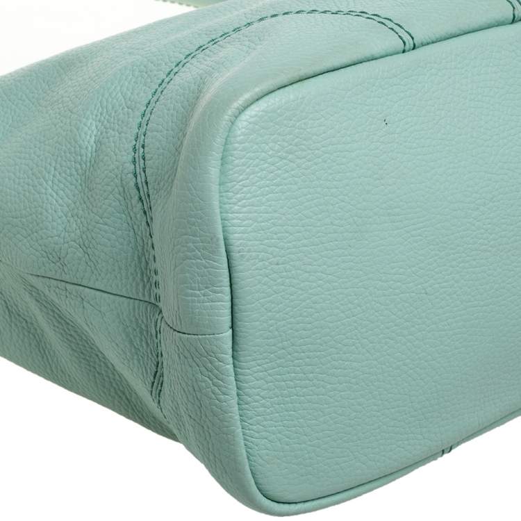 Pre Owned Lancel Mint Green Grained Leather Flair Hobo
