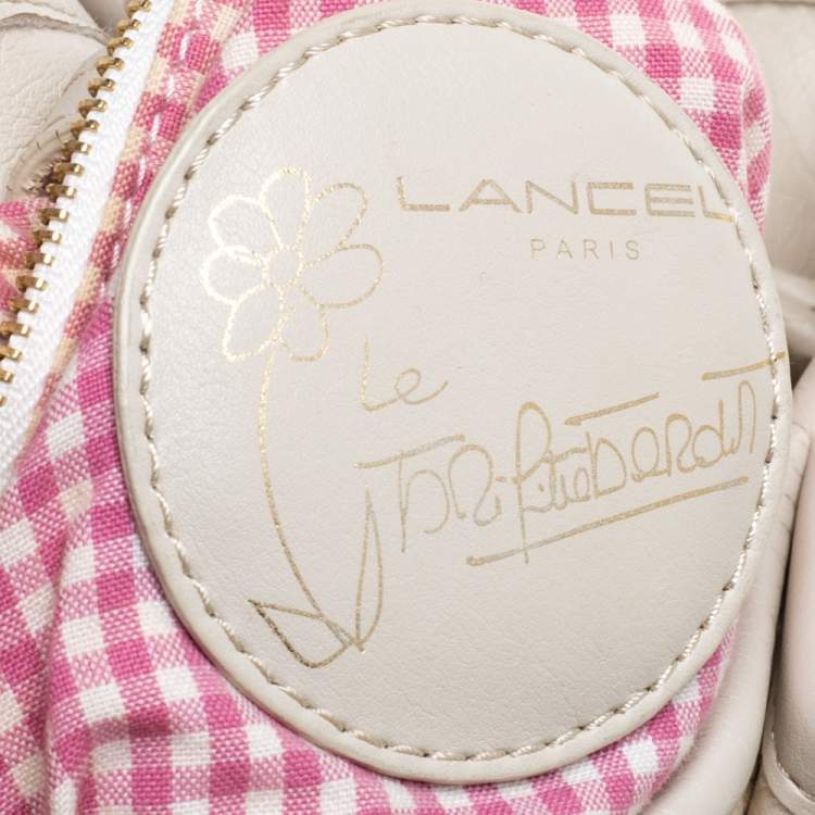 Pre Owned Lancel Beige/Cream Tweed and Leather Le Brigitte Bardot Hobo